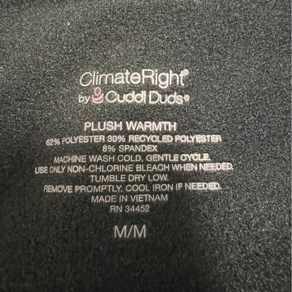 Climate Right By Cuddl Duds Plush Warmth Leggings Size Womens Medium Color Black - Picture 5 of 10